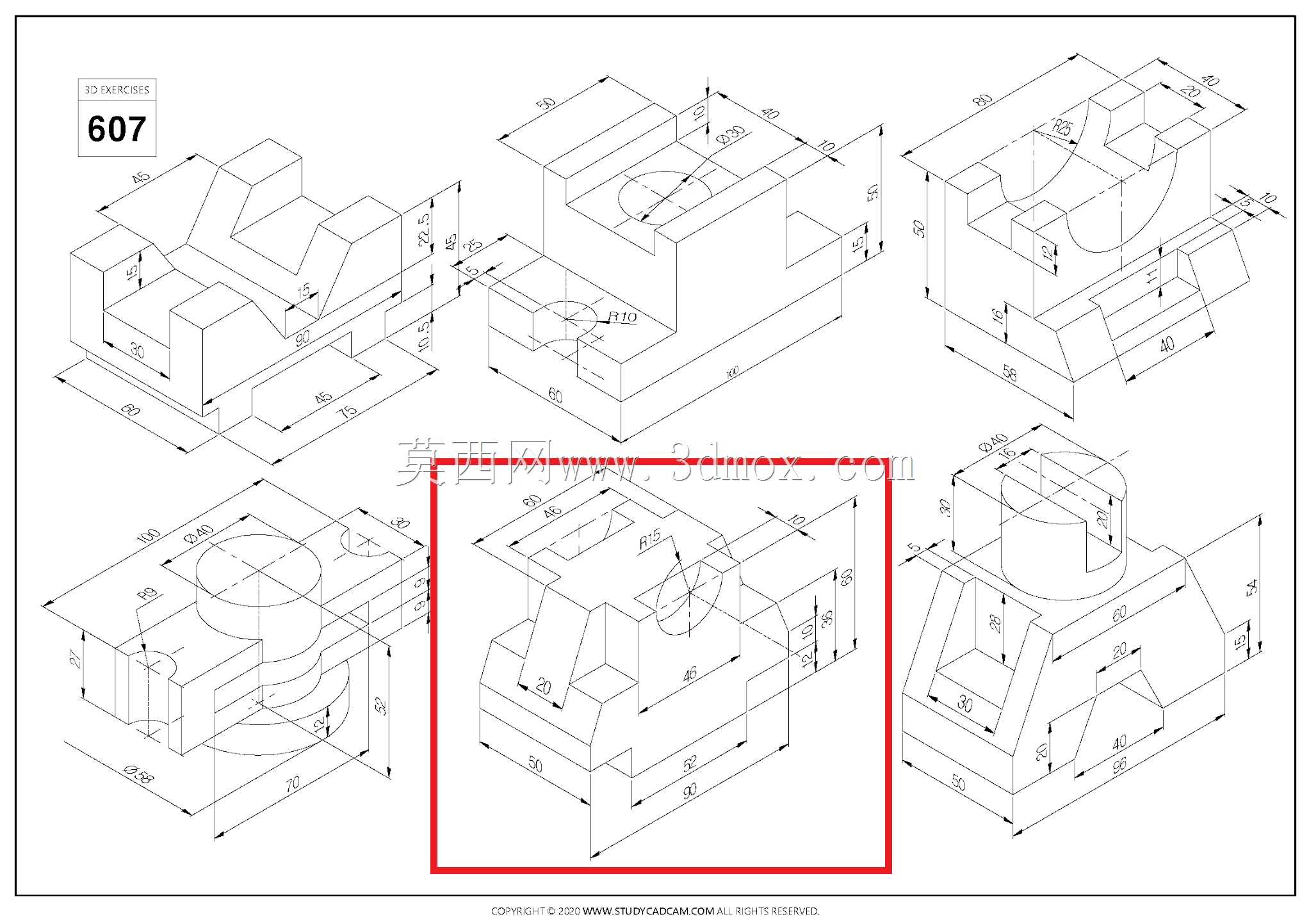 Studycadcam三维CAD练习607 E/Autodesk Inventor Pro