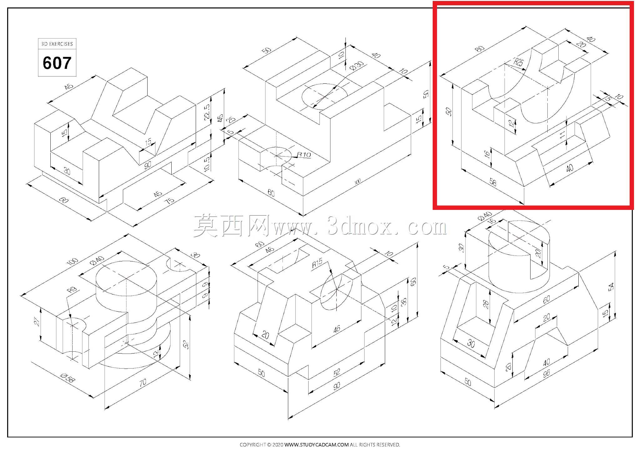 Studycadcam三维CAD练习607 C/Autodesk Inventor Pro