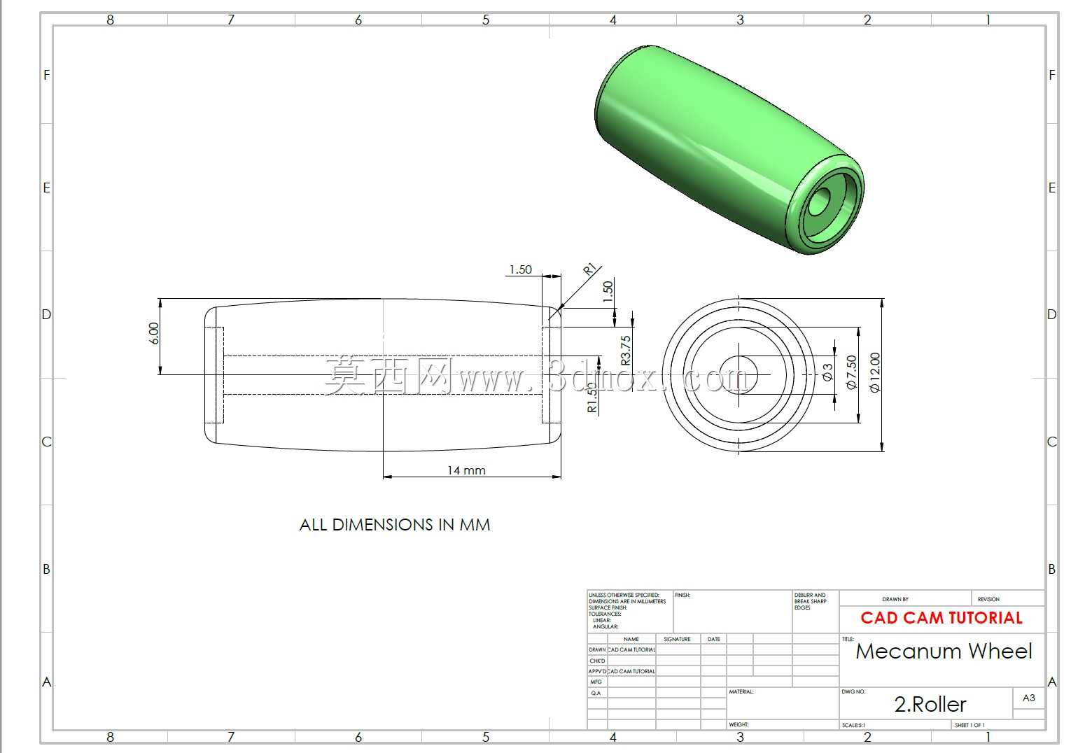 3D CAD������ϰ/Mecanum Wheel/Rueda Mec��nica/Autodesk Inventor Pro