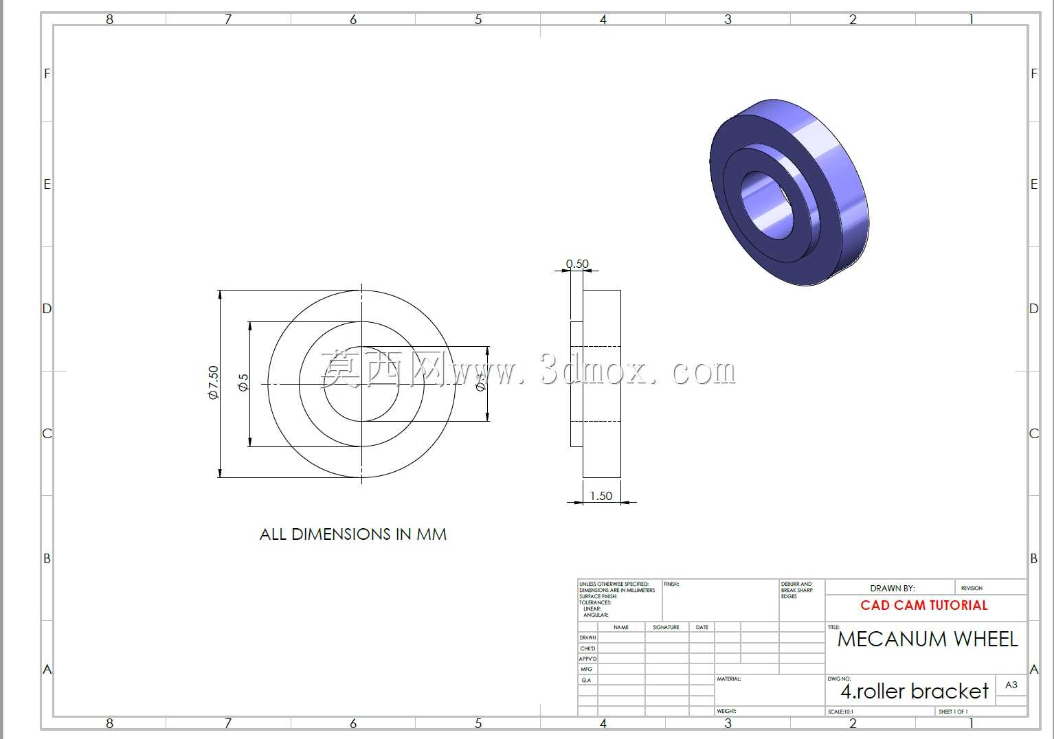 3D CAD������ϰ/Mecanum Wheel/Rueda Mec��nica/Autodesk Inventor Pro
