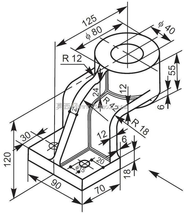 三维CAD基本练习/轴承支架/Soporte de Cojinete/Autodesk Inventor Pro