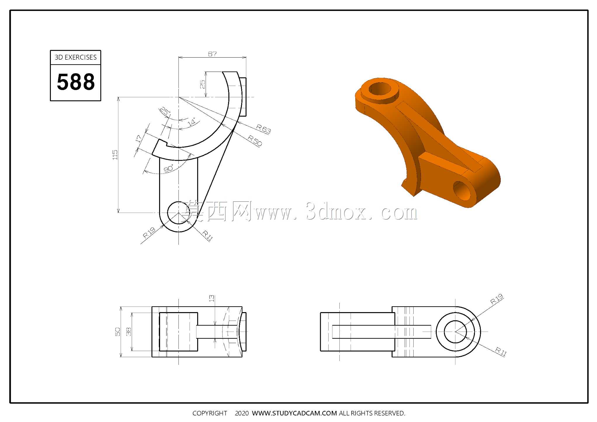 Studycadcam三维CAD练习588/Autodesk Inventor Pro