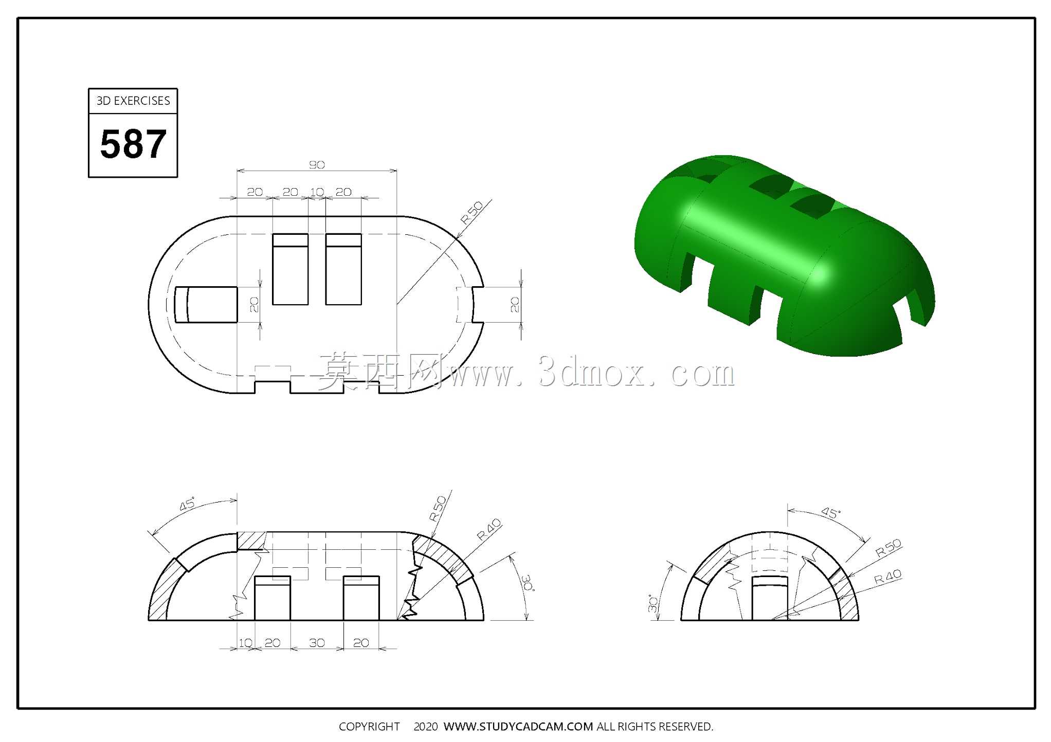 Studycadcam三维CAD练习587/Autodesk Inventor Pro