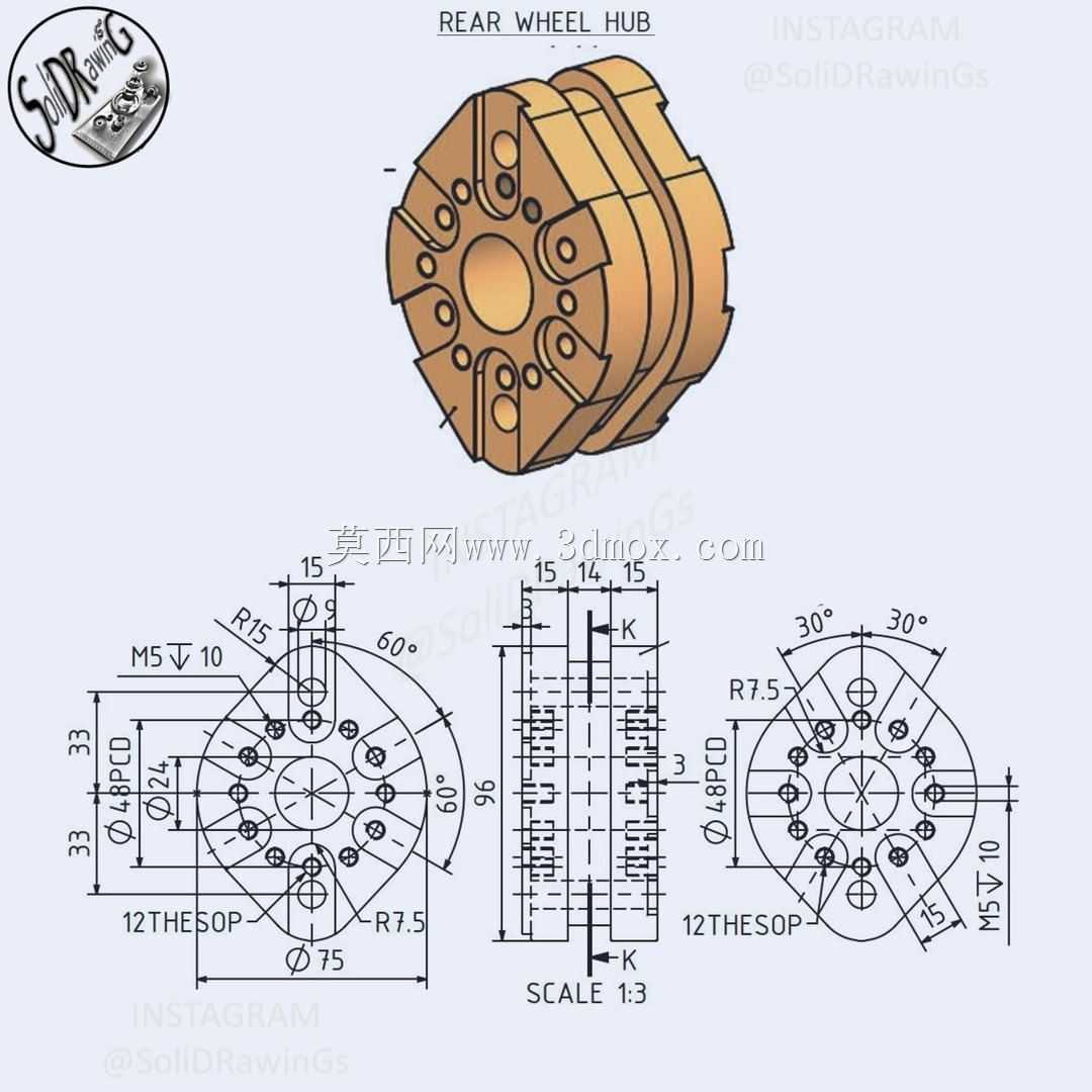 三维CAD基本练习/后轮轮毂/Autodesk Inventor Pro