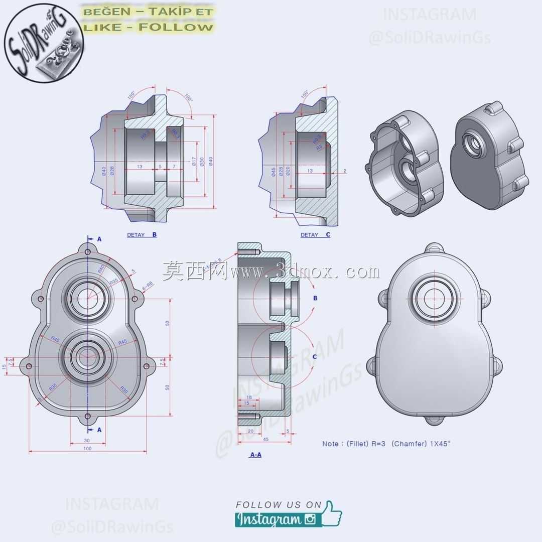 3D CAD基础练习/泵盖/Cubierta de Bomba/Autodesk Inventor Pro