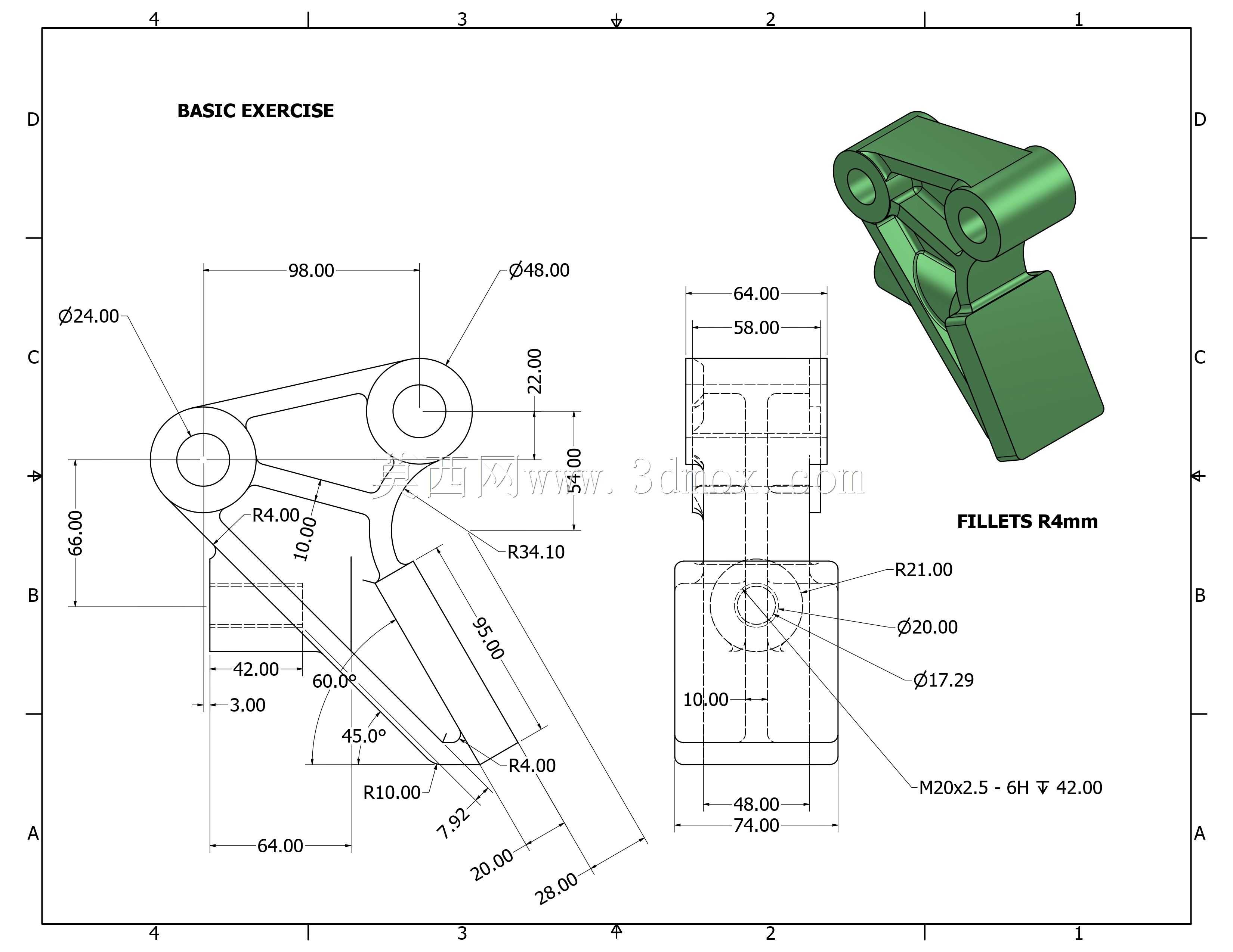 三维CAD基本练习/Autodesk Inventor Pro