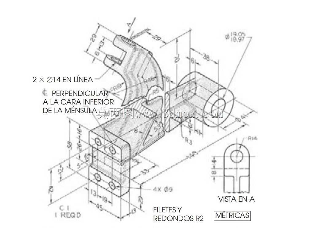 三维CAD基本练习/导轴承/Cojinete Guía/Brazo de Acople/Autodesk Inventor Pro