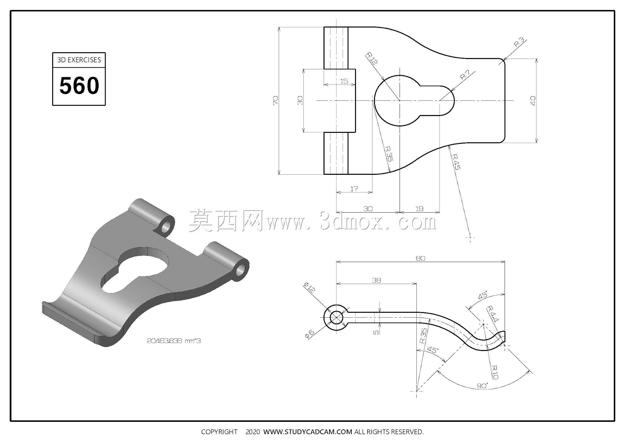 Studycadcam三维CAD练习560/铰链/Bisagra/Autodesk Inventor Pro
