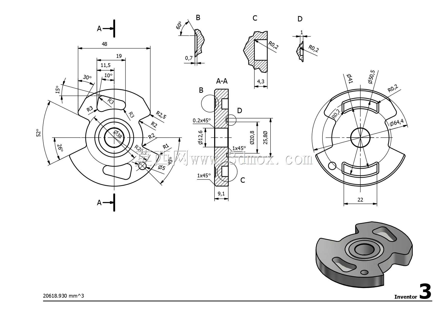 Studycadcam三维CAD练习545/Autodesk Inventor Pro