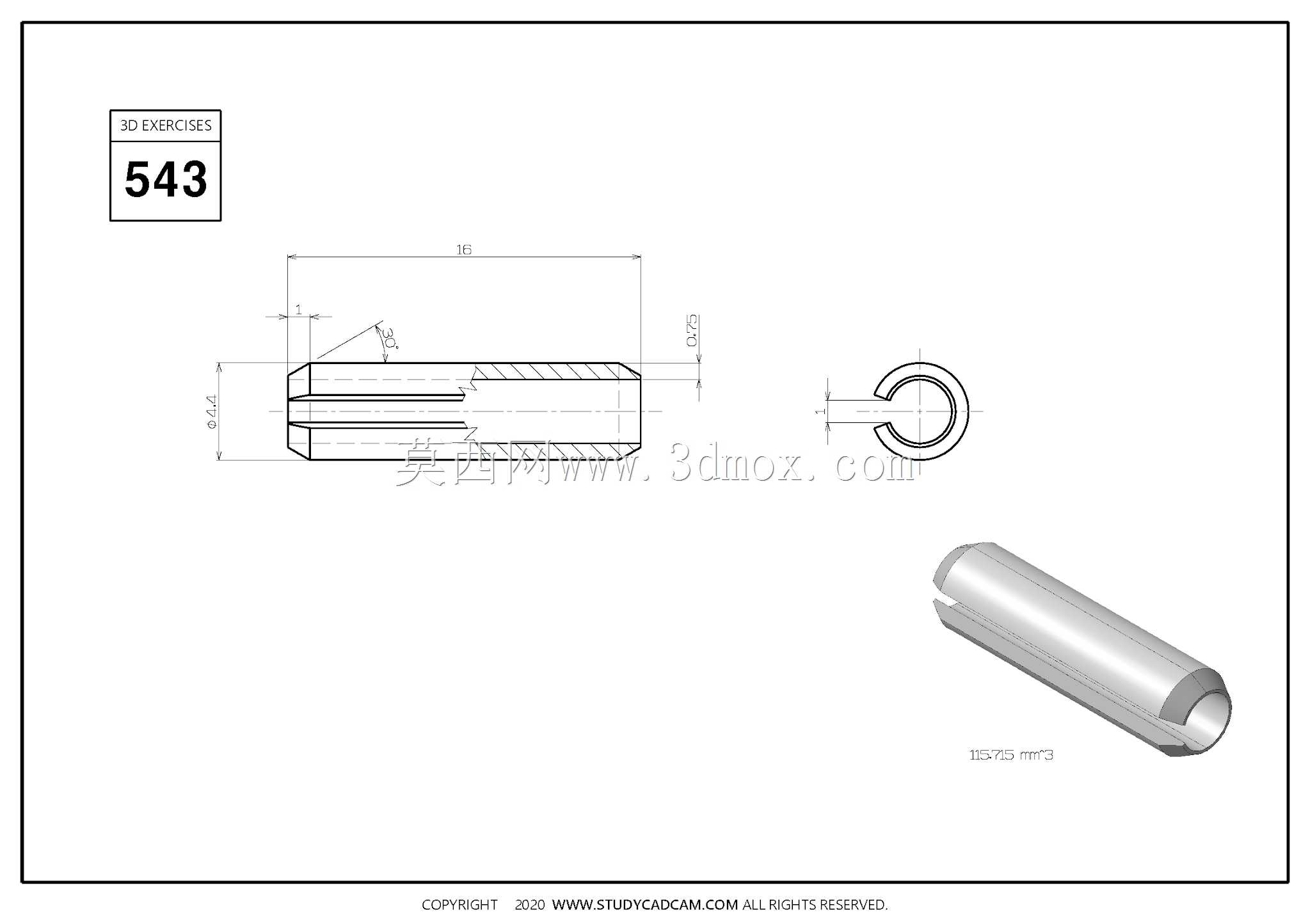 Studycadcam��άCAD��ϰ543/���۵�����/Pasador de Resorte Ranurado/Autodesk Inventor Pro
