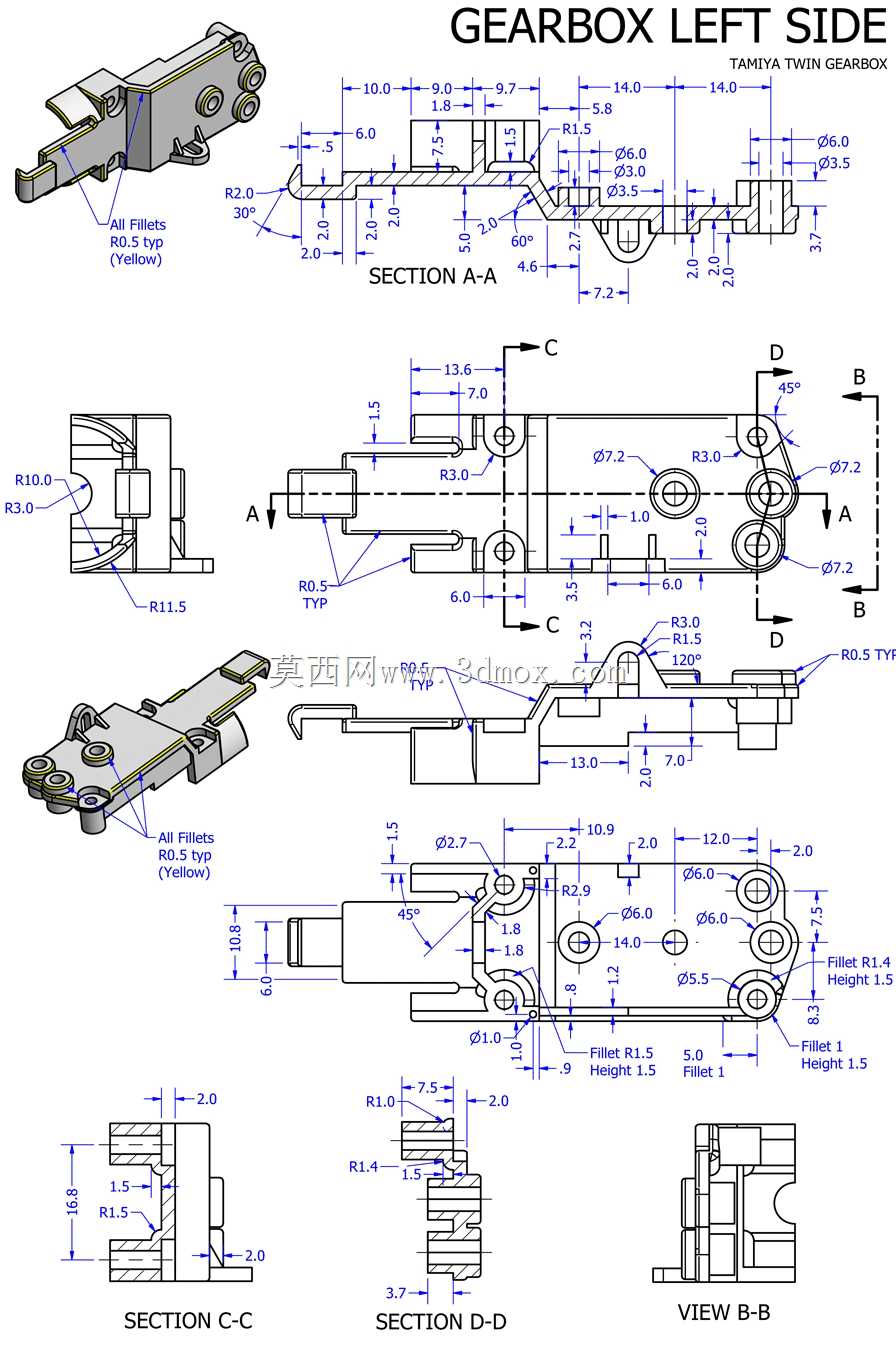 3D CAD基本练习/变速箱侧盖/立体造型侧边/Autodesk Inventor Pro
