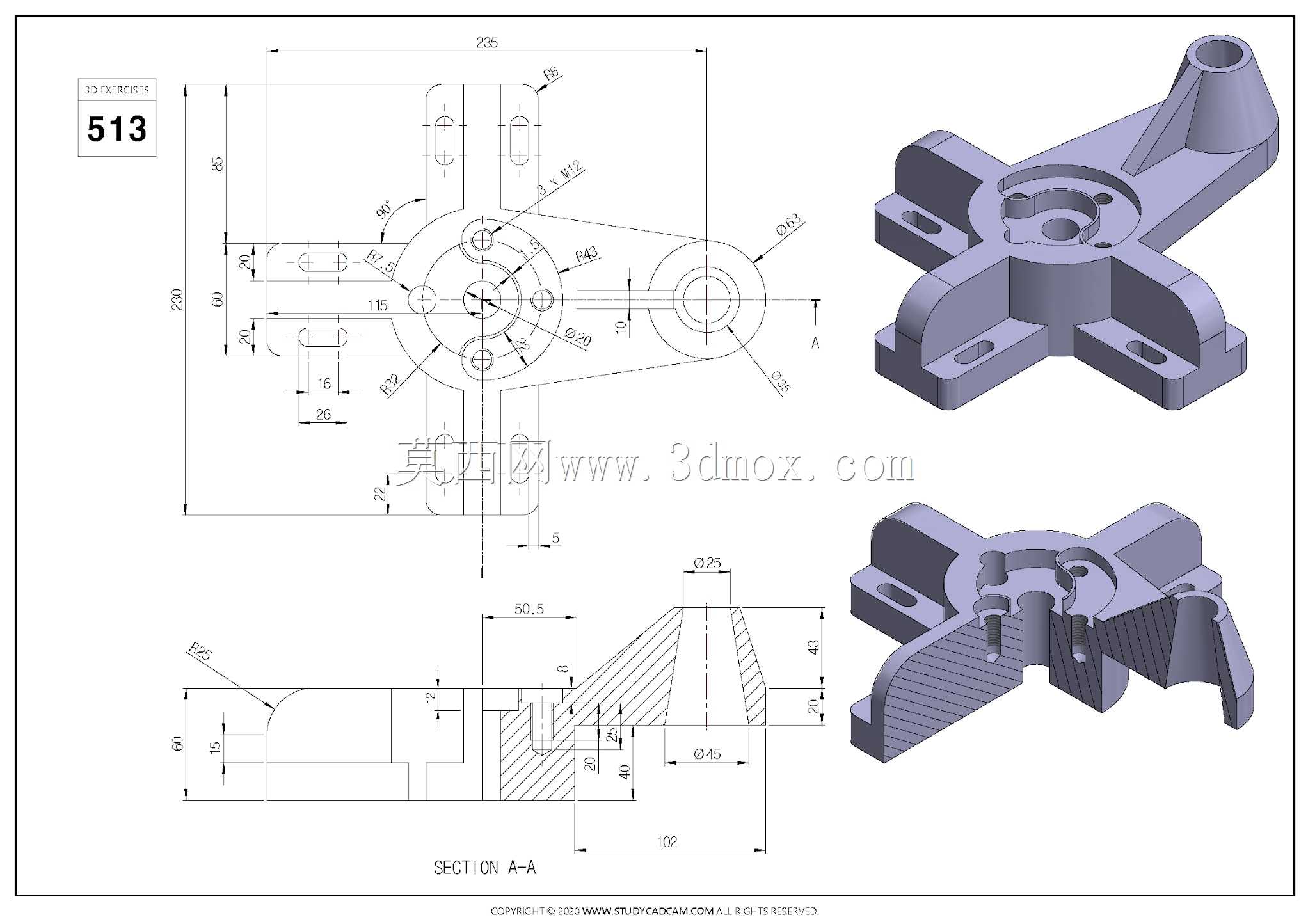 Studycadcam三维CAD练习513/Autodesk Inventor Pro