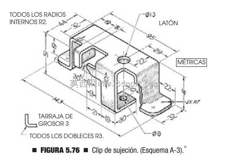 钣金练习30/夹子支架/Practica chapa metálica 30/夹子de sujeción/Autodesk Inventor Pro