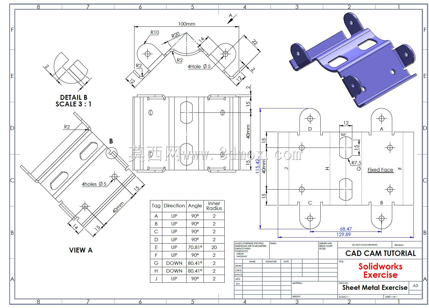 CAD CAM TUTORIAL钣金实践28/CAD CAM TUTOR IAL实践chapa metálica 28/Autodesk inventor pro