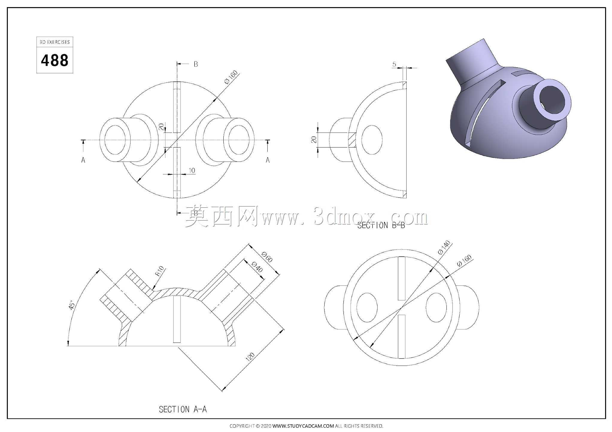 Studycadcam三维CAD练习488/Autodesk Inventor Pro