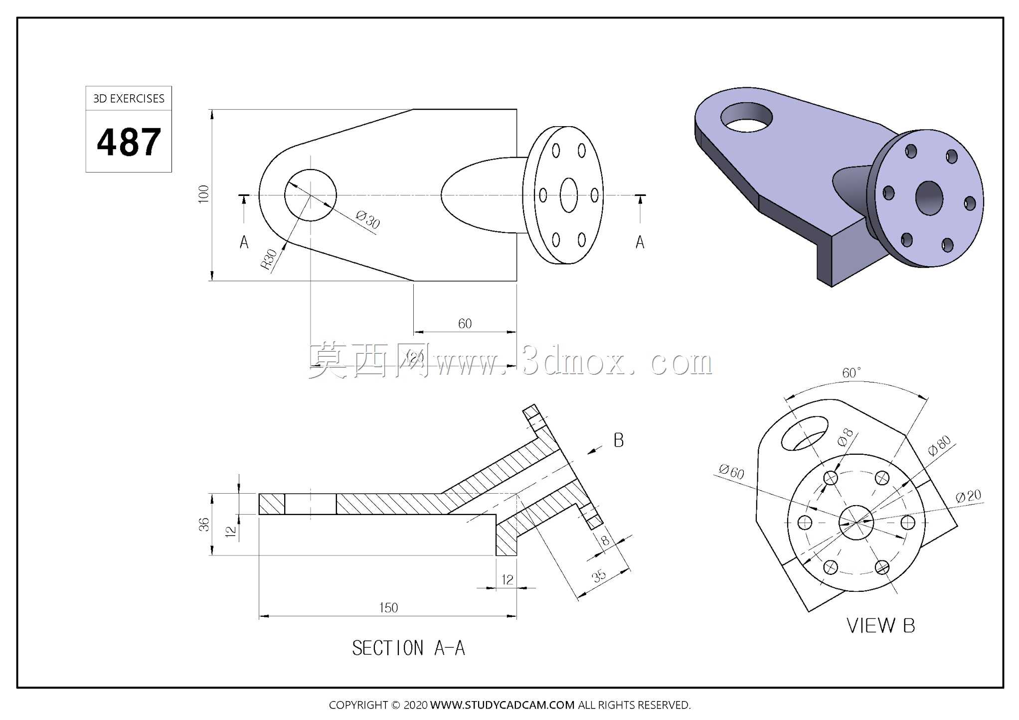 Studycadcam三维CAD练习487/Autodesk Inventor Pro