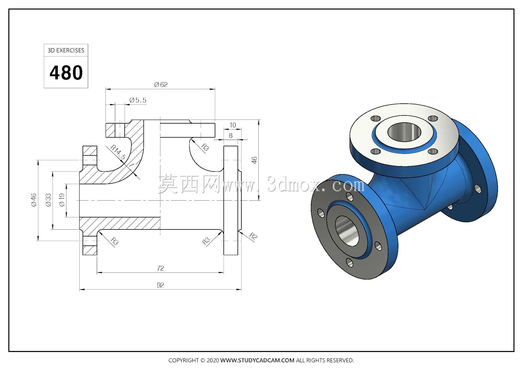 Studycadcam三维CAD练习480/阀体/Autodesk Inventor Pro