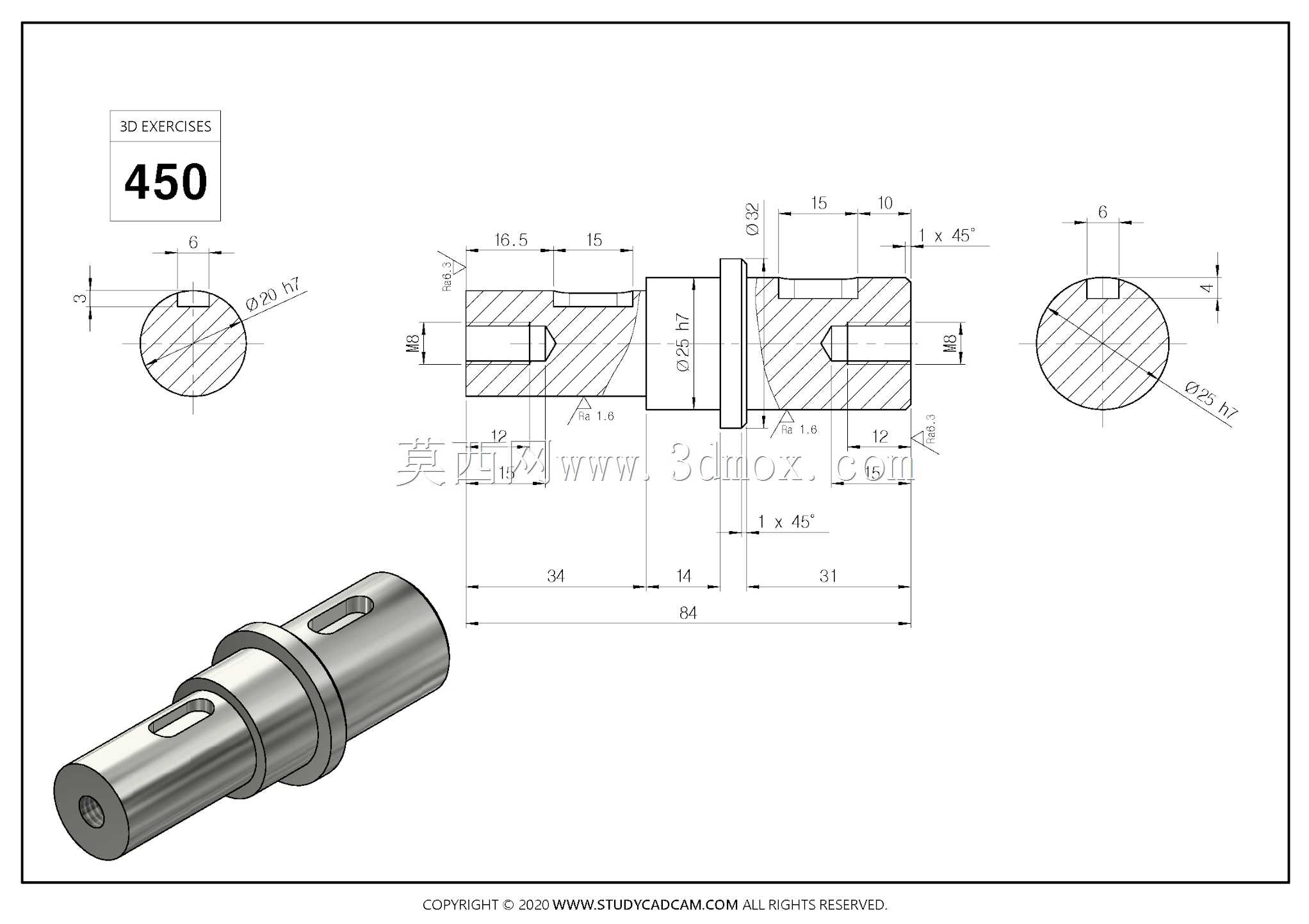 Studycadcam三维CAD练习450/Autodesk Inventor Pro