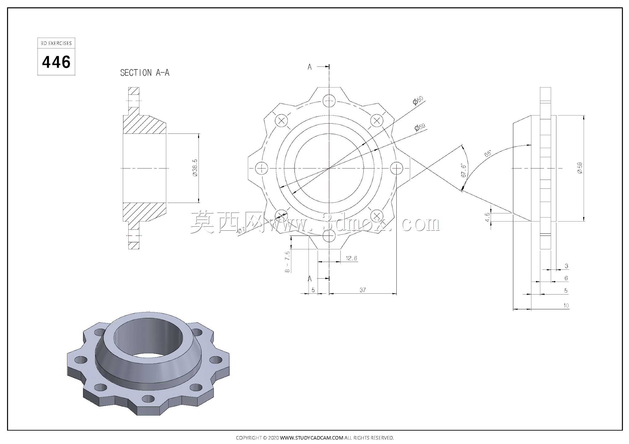 Studycadcam三维CAD练习446/Autodesk Inventor Pro