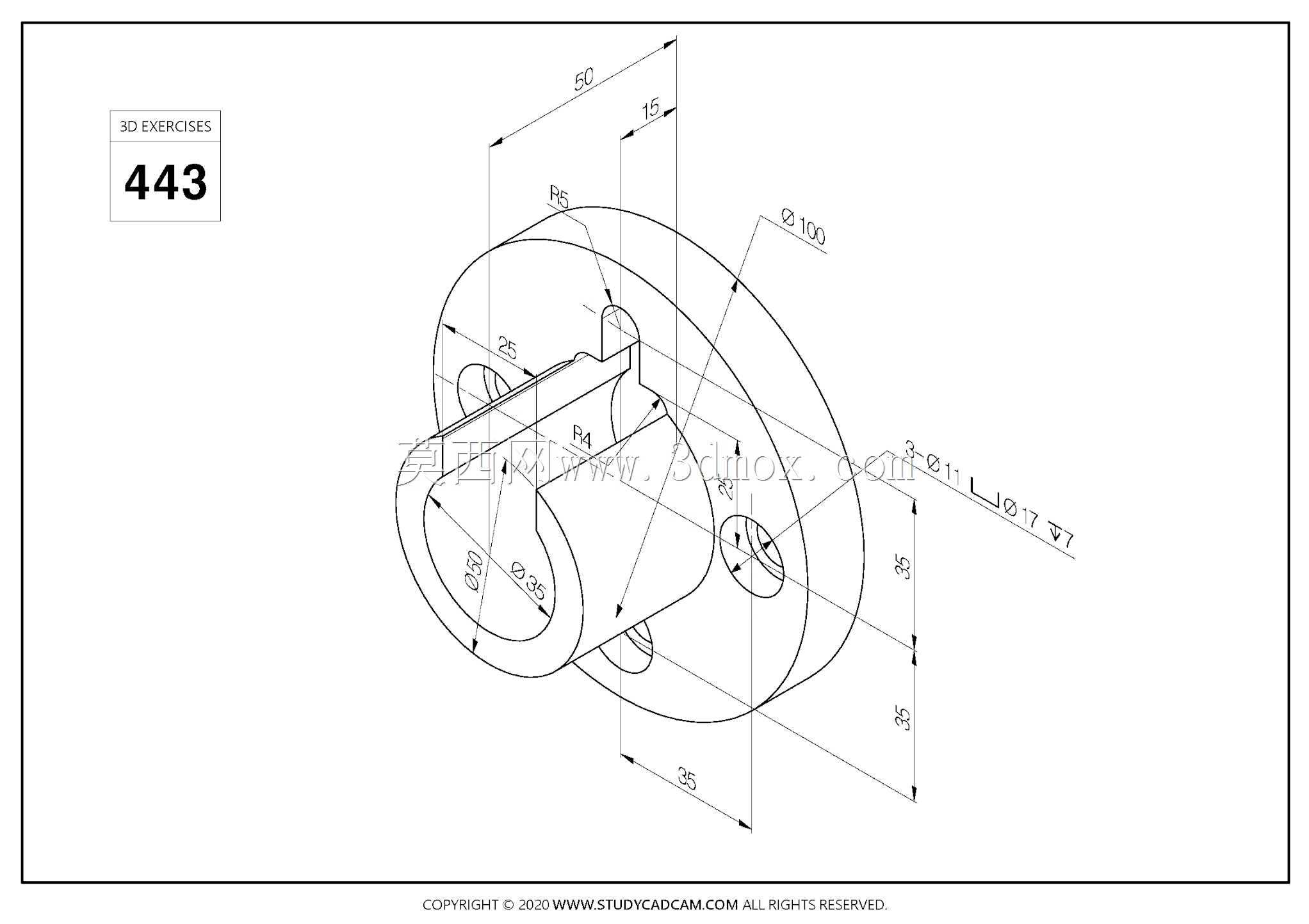 Studycadcam三维CAD练习443/定心套管/Autodesk Inventor Pro