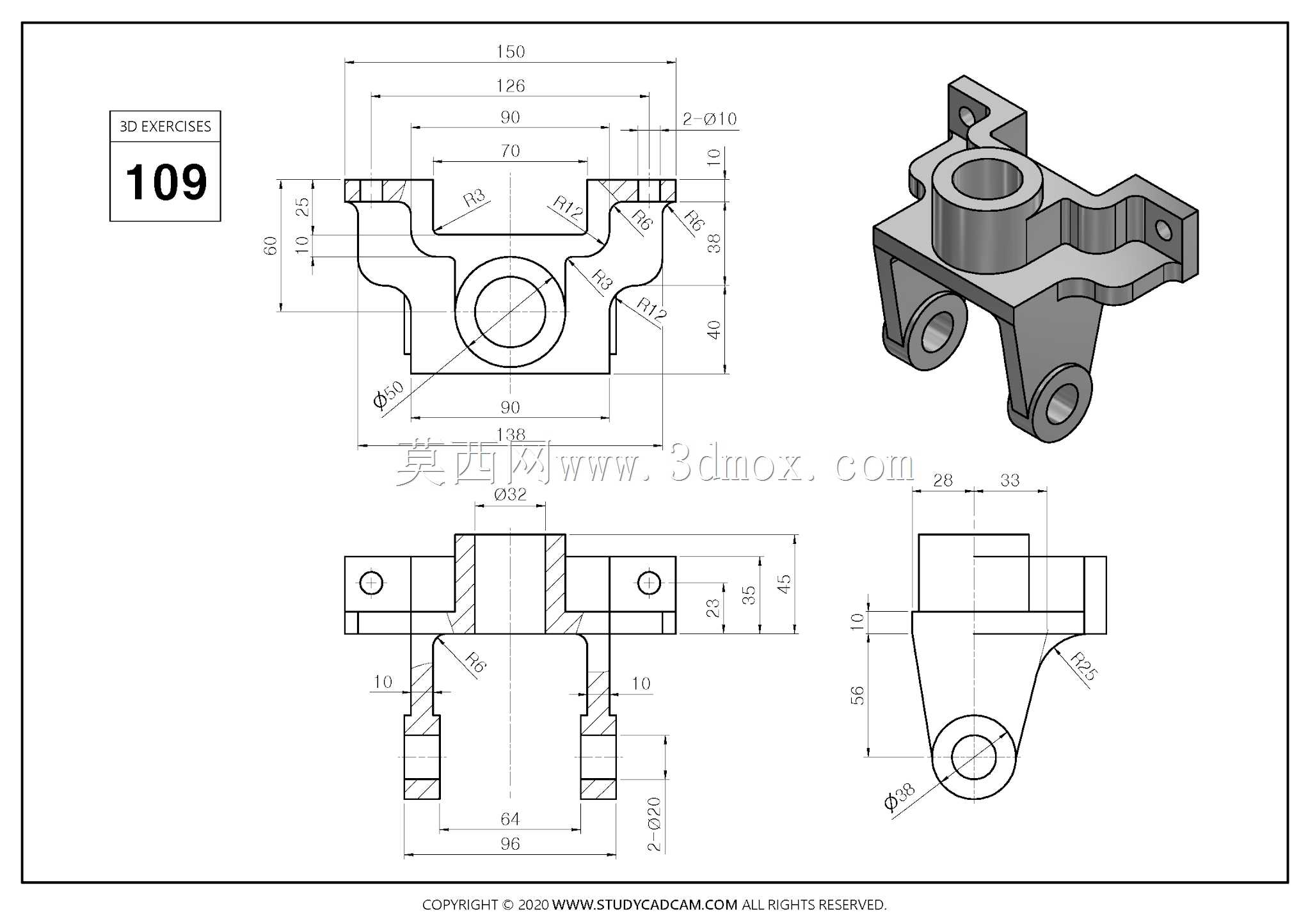 Studycadcam��άCAD��ϰ109/203/׶����֧��Autodesk Inventor Pro