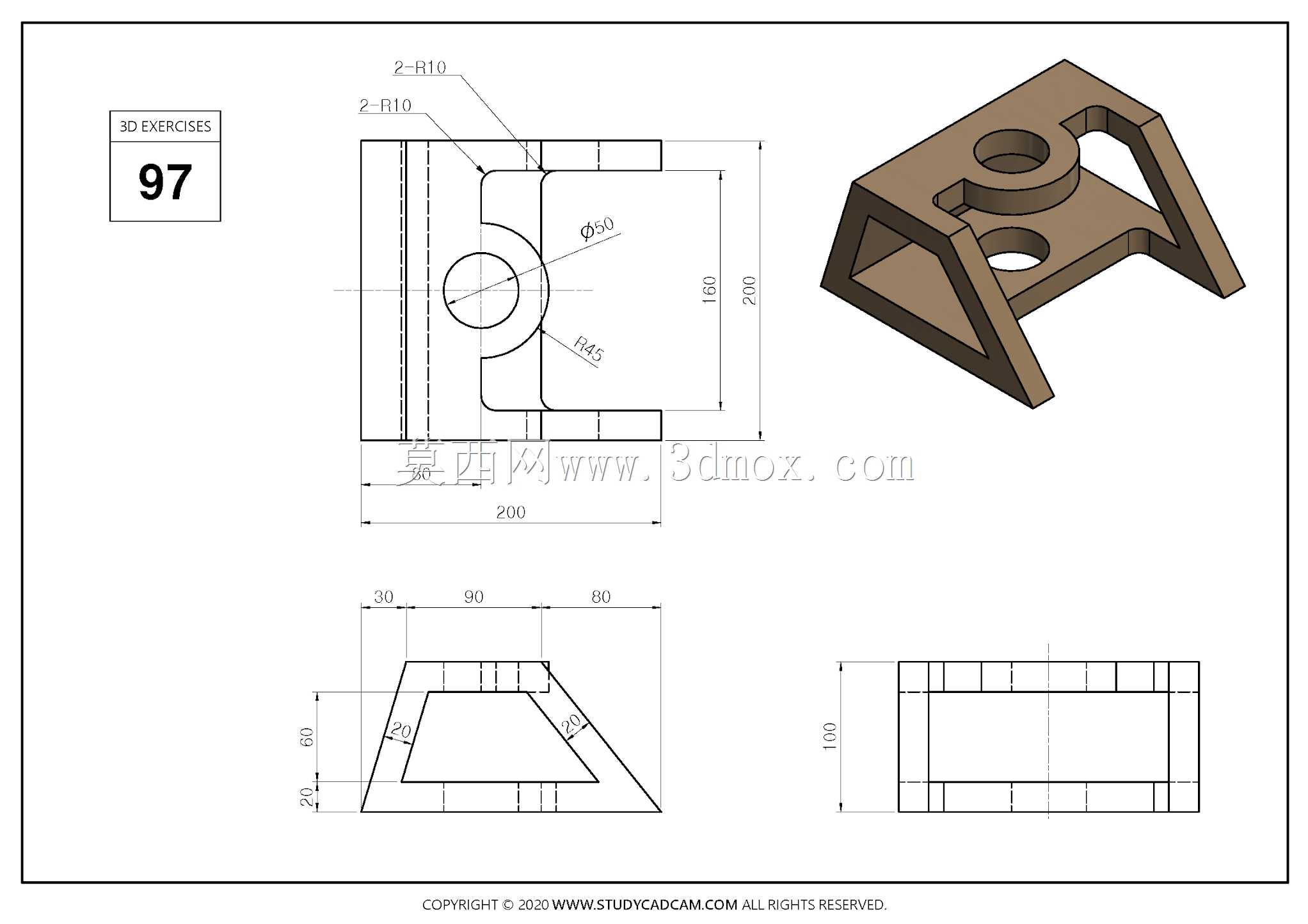 Studycadcam三维CAD练习97 Autodesk Inventor Pro