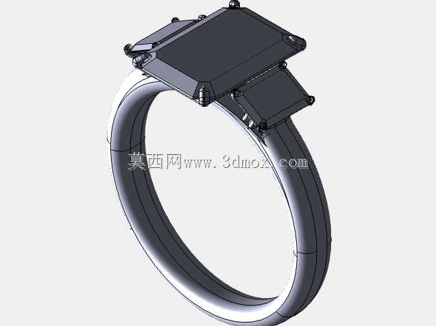 三石明亮式切割钻石戒指 SOLIDWORKS 项目