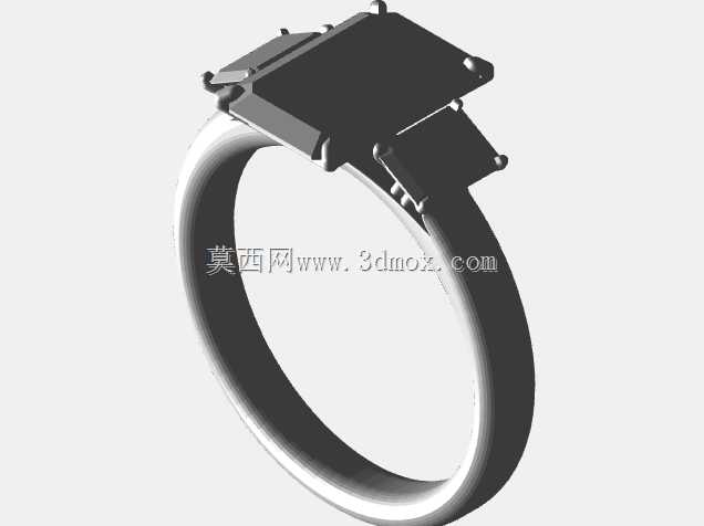 三石明亮式切割钻石戒指 SOLIDWORKS 项目