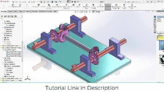 SolidWorks中的锥齿轮动力传动机构
