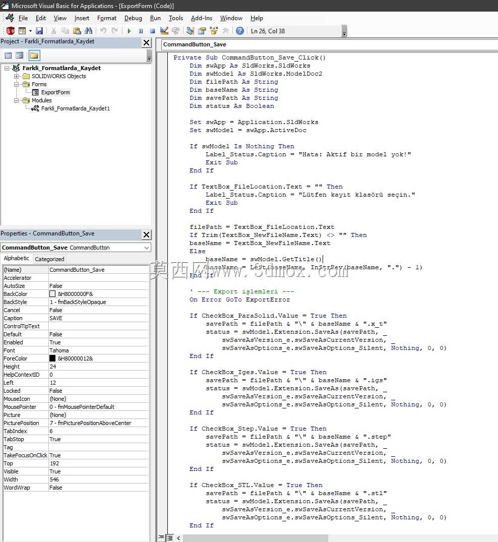 SOLIDWORKS 导出宏
