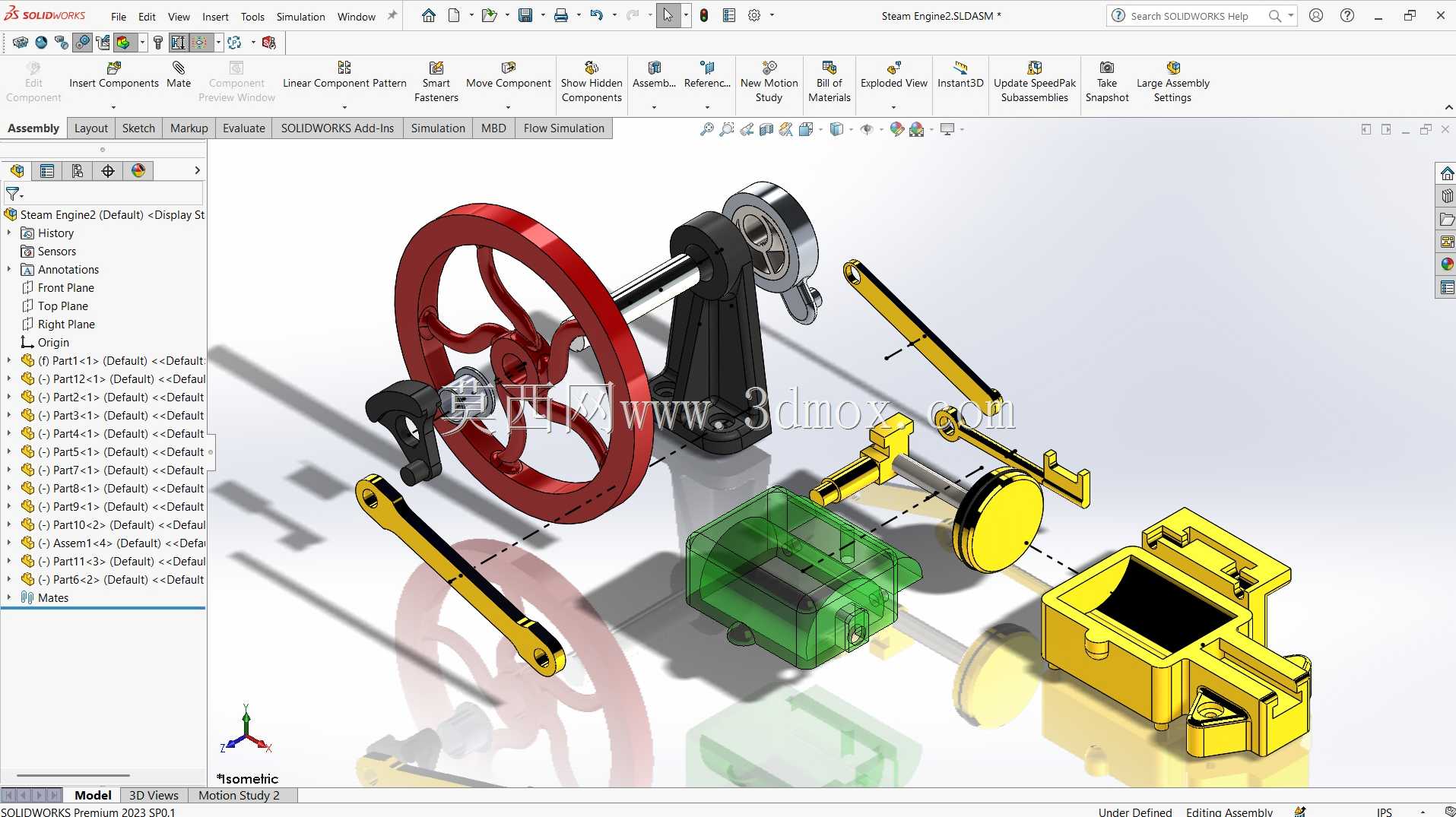 蒸汽机组装| SolidWorks 设计