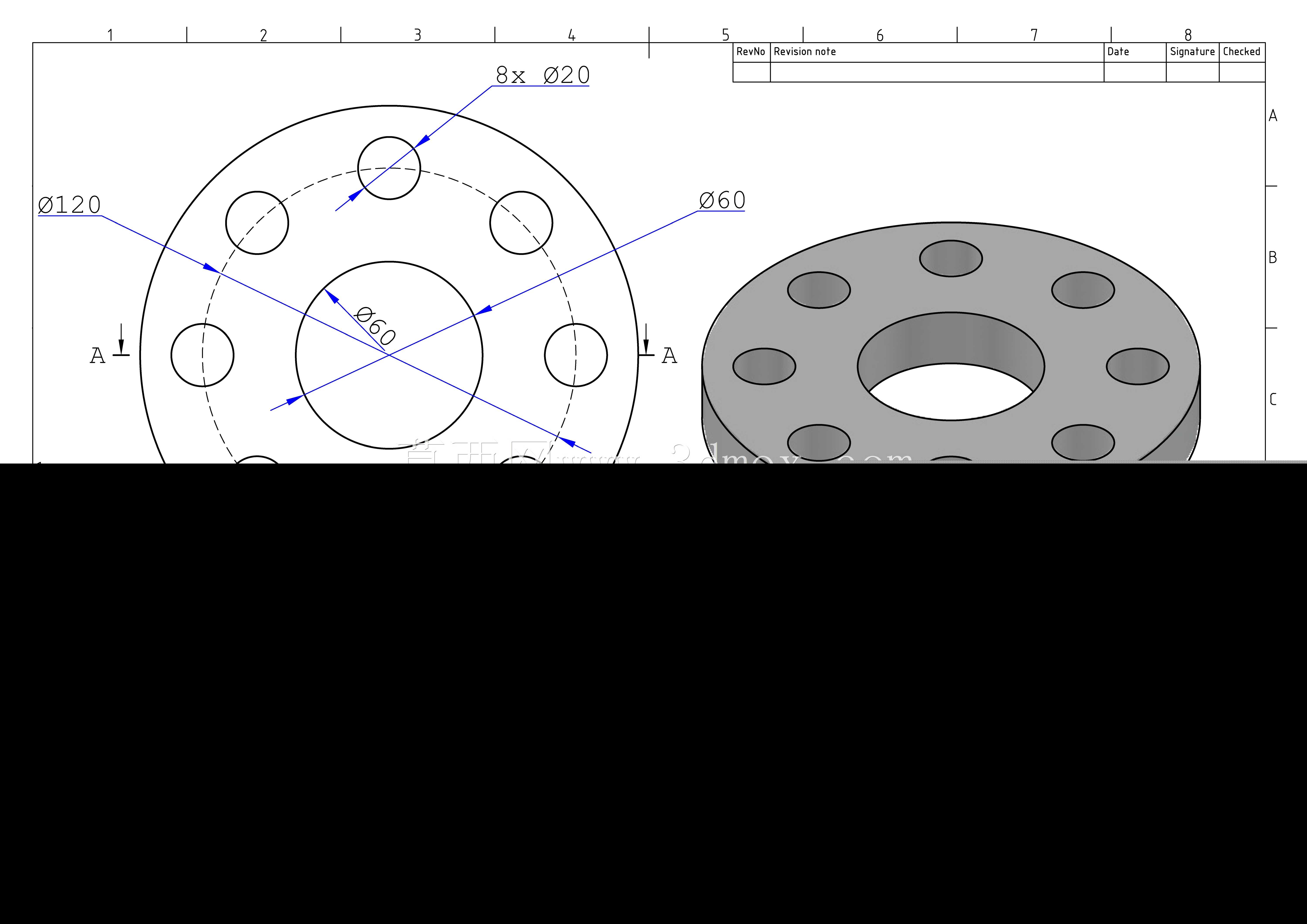 AutoCAD 3D 法兰设计与布局绘图
