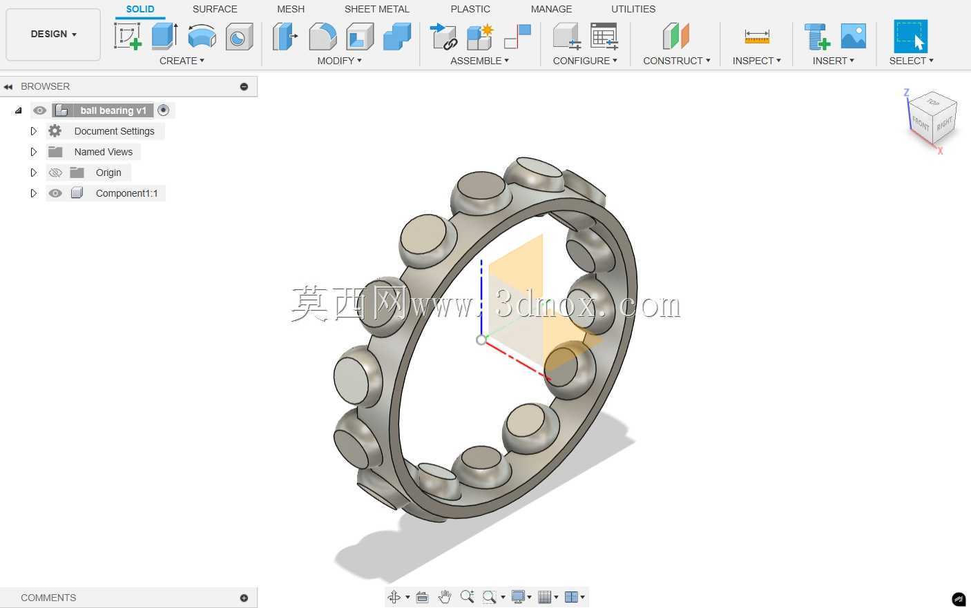滚珠轴承 – Fusion 360 CAD 模型