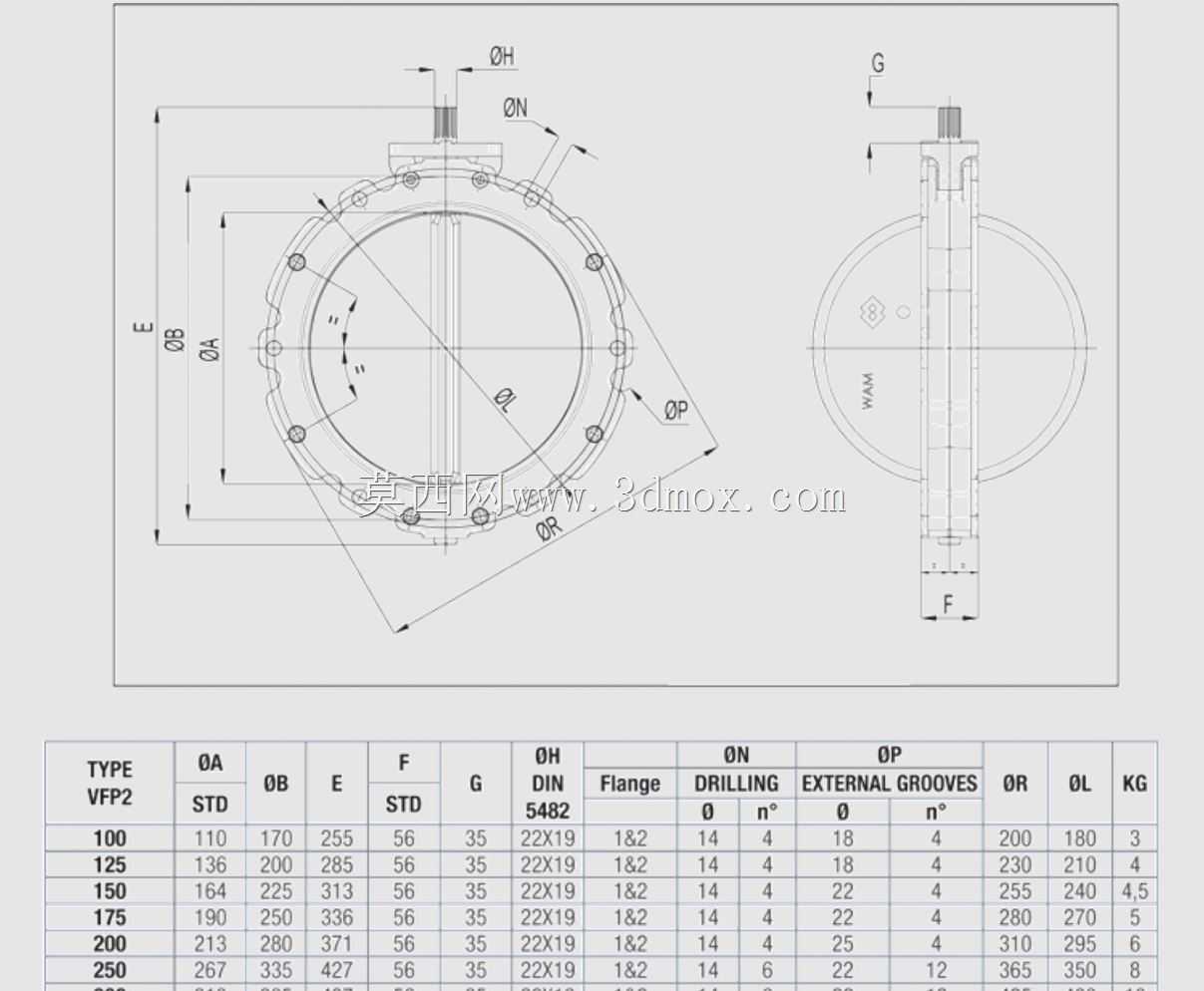 VALV. BORBOLETA WAM - VFP2 250 SDB
