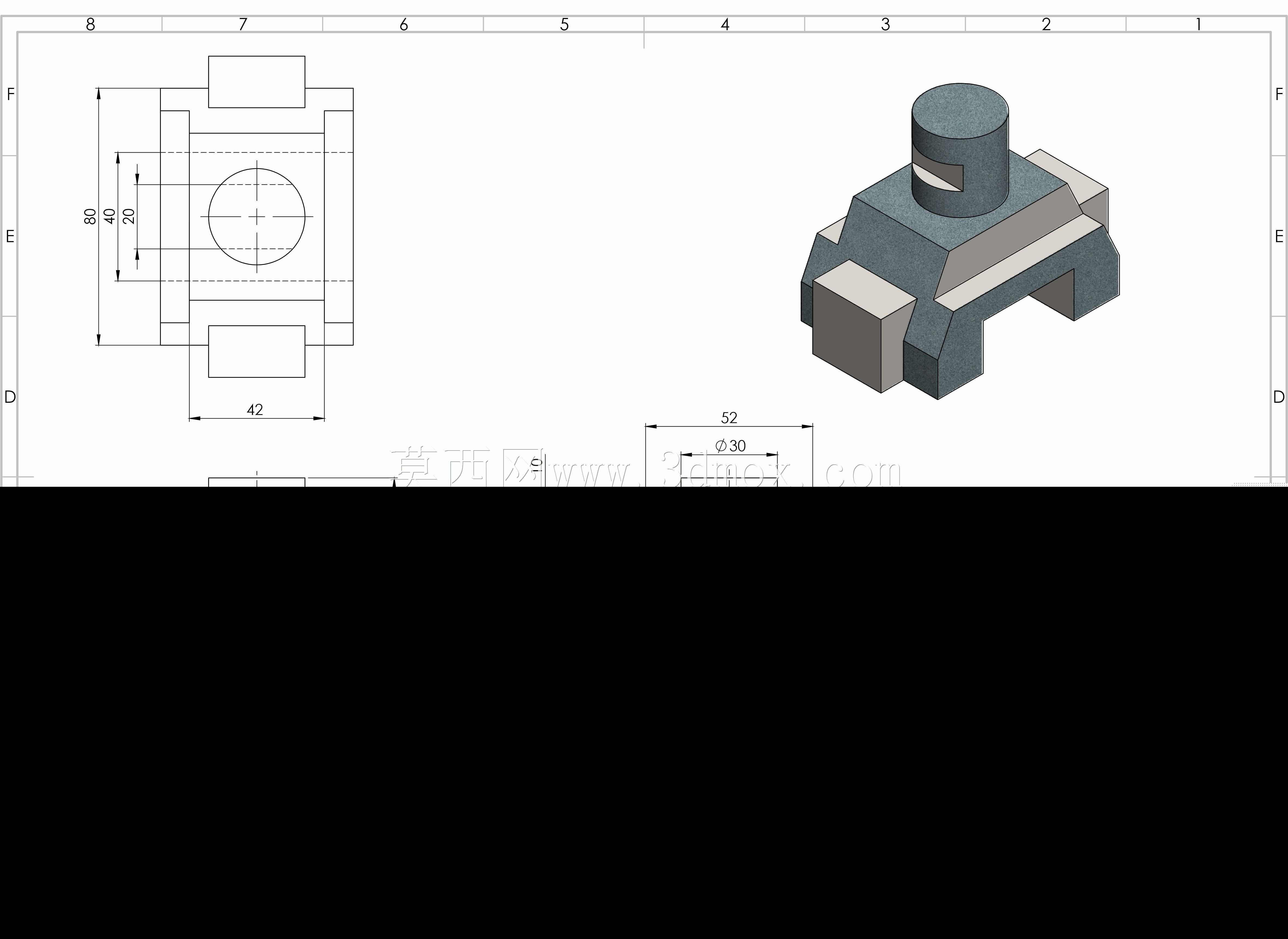 SolidWorks 练习 44 | 技术绘图 \u0026 3D 模型