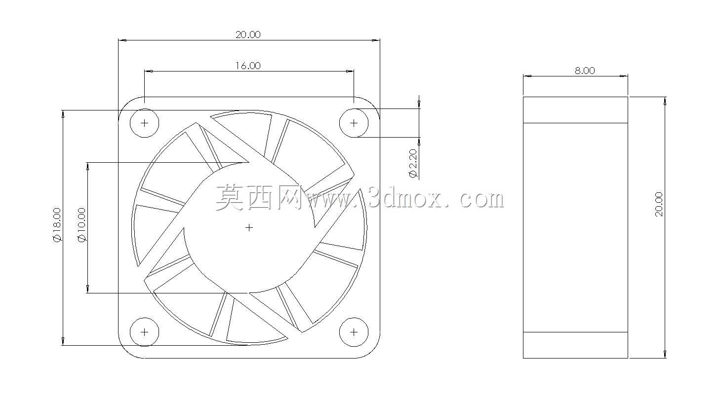 20mm X 20mm X 8mm系列散热风扇