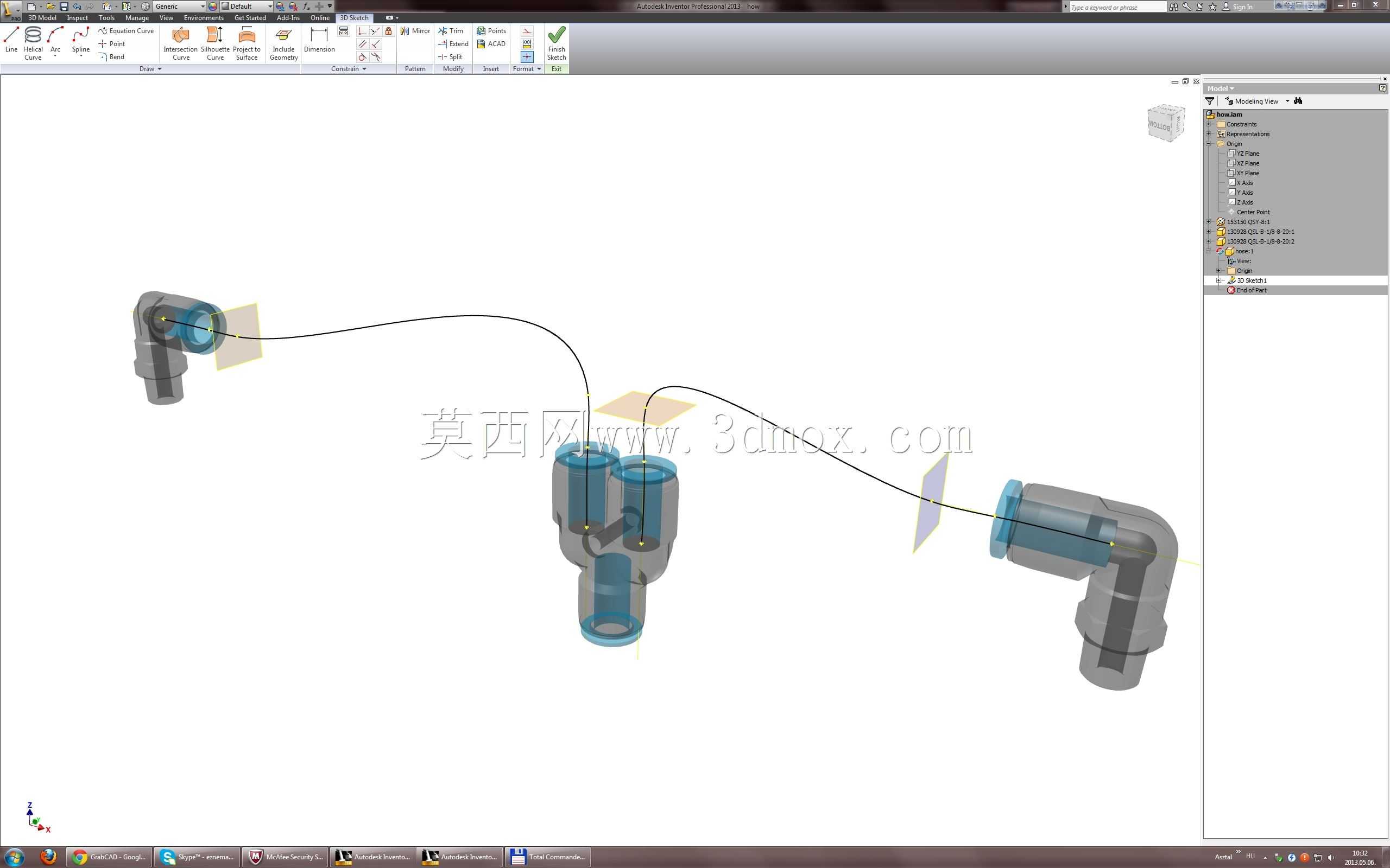 教程:如何使用 Autodesk Inventor 制作柔性软管/电线