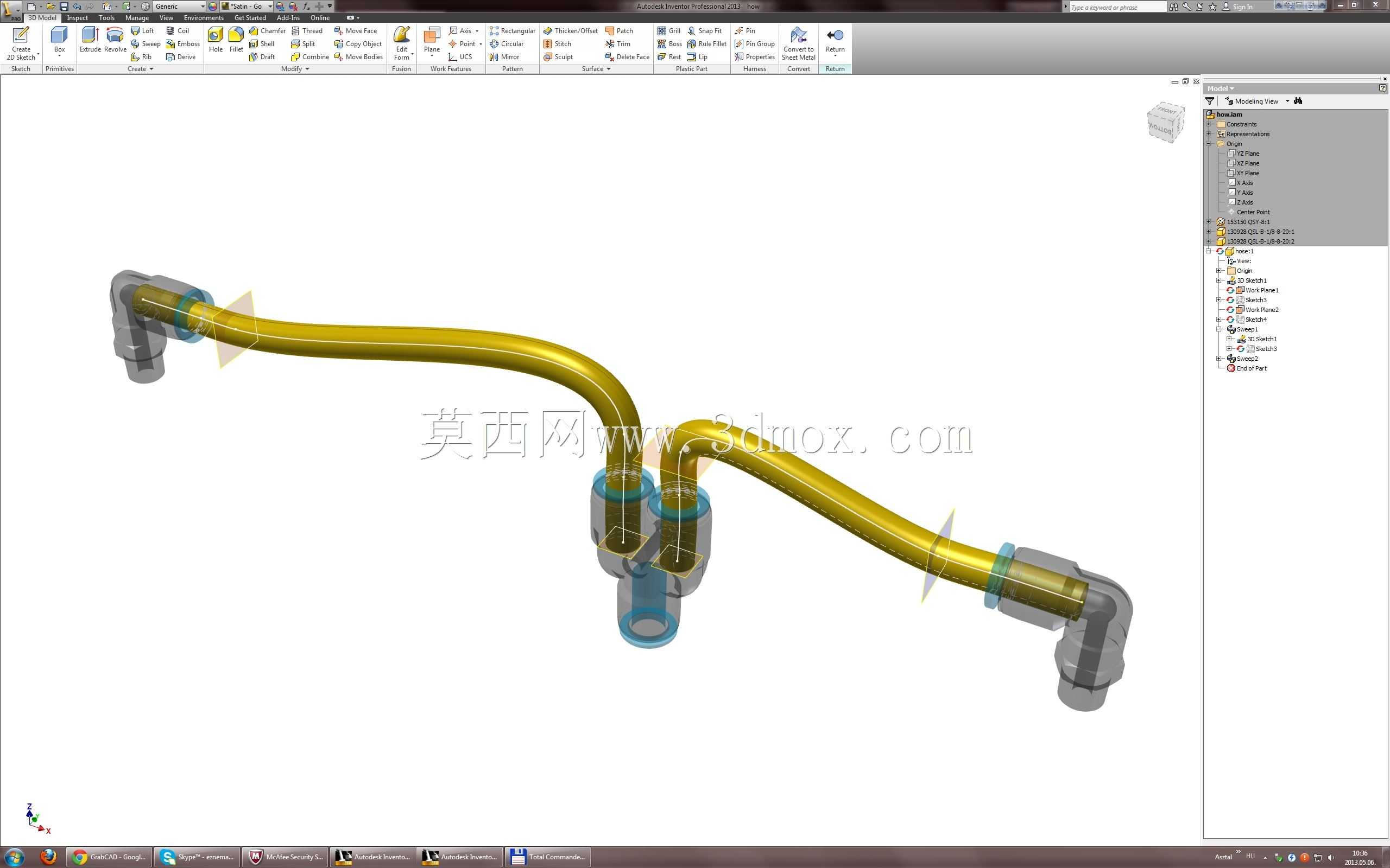 教程:如何使用 Autodesk Inventor 制作柔性软管/电线