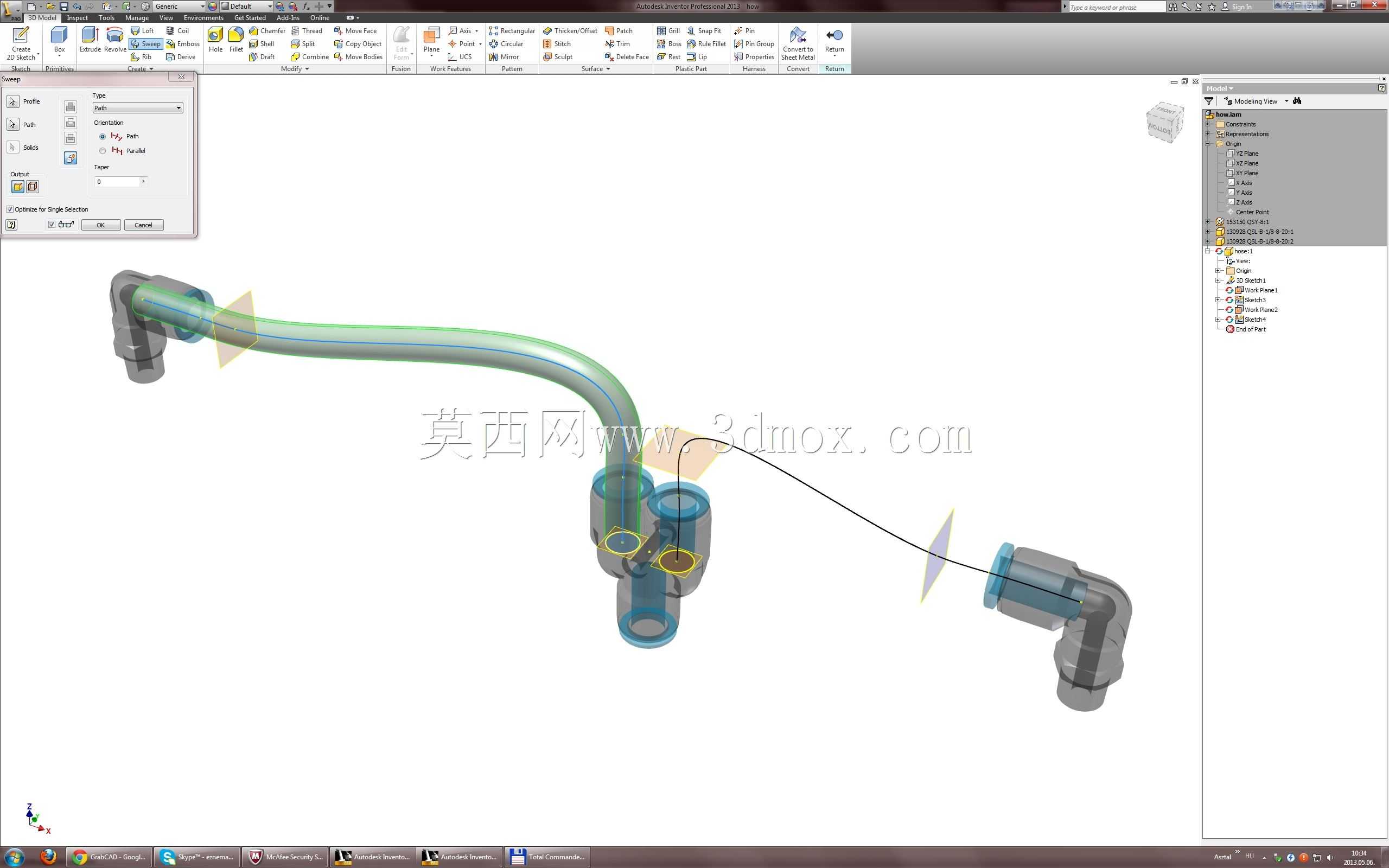 教程:如何使用 Autodesk Inventor 制作柔性软管/电线