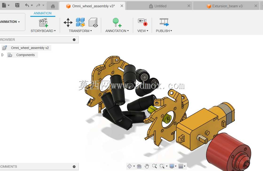 Fusion 360 Mecanum���֡�Omni����