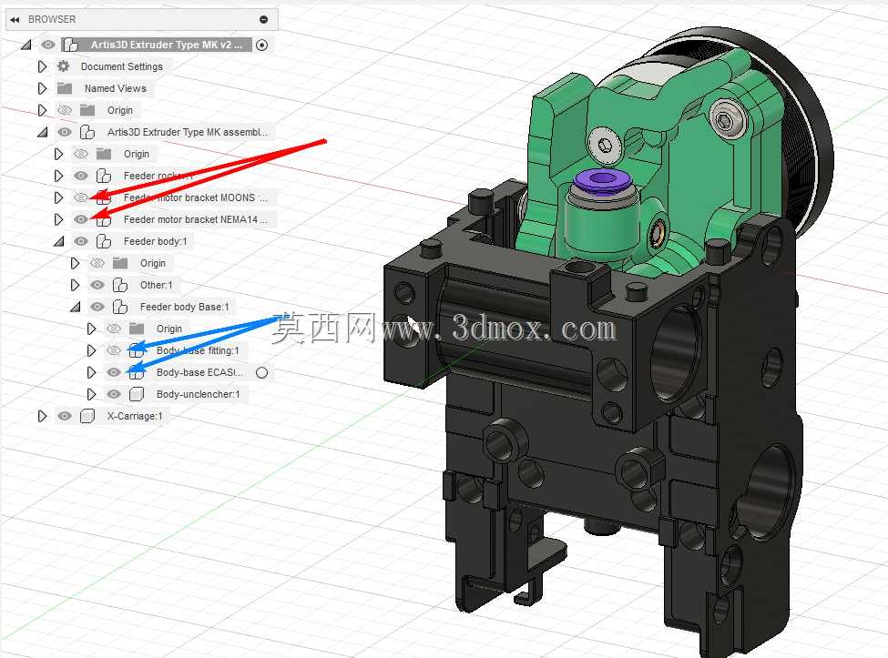Artis3D进料器类型MK版本2(适用于Creality K1/K1MAX)