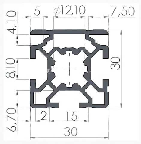 Perfil de Aluminio 30x30 - Canto Enclausurado