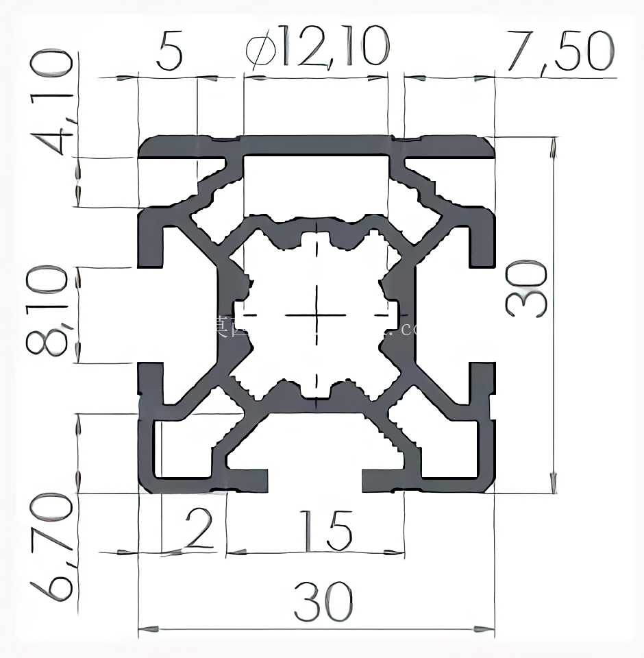 Perfil de Aluminio 30x30 - Canto Enclausurado