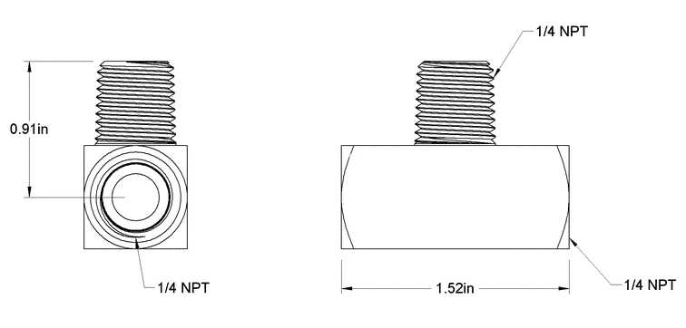 1/4\" MNPT X 2X FNPT 黄铜三通接头