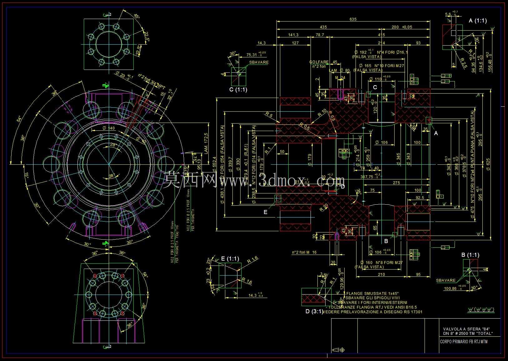 CORPO PRIMARIO FB RTJ MTM VALVOLA A SFERA DN 8\�� #2500 TM
