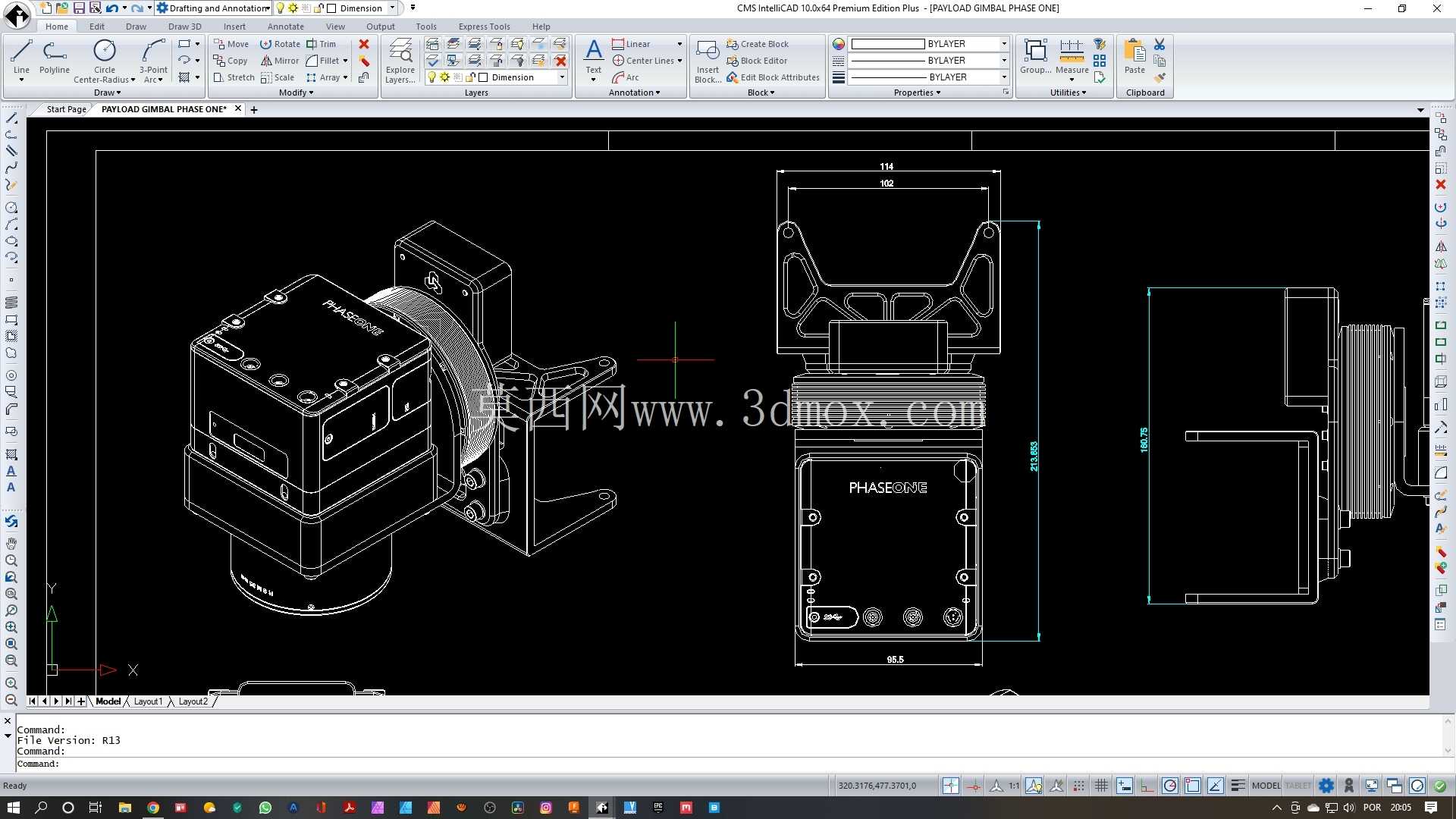 适用于 Phase One iXM-RS150 相机的云台稳定系统