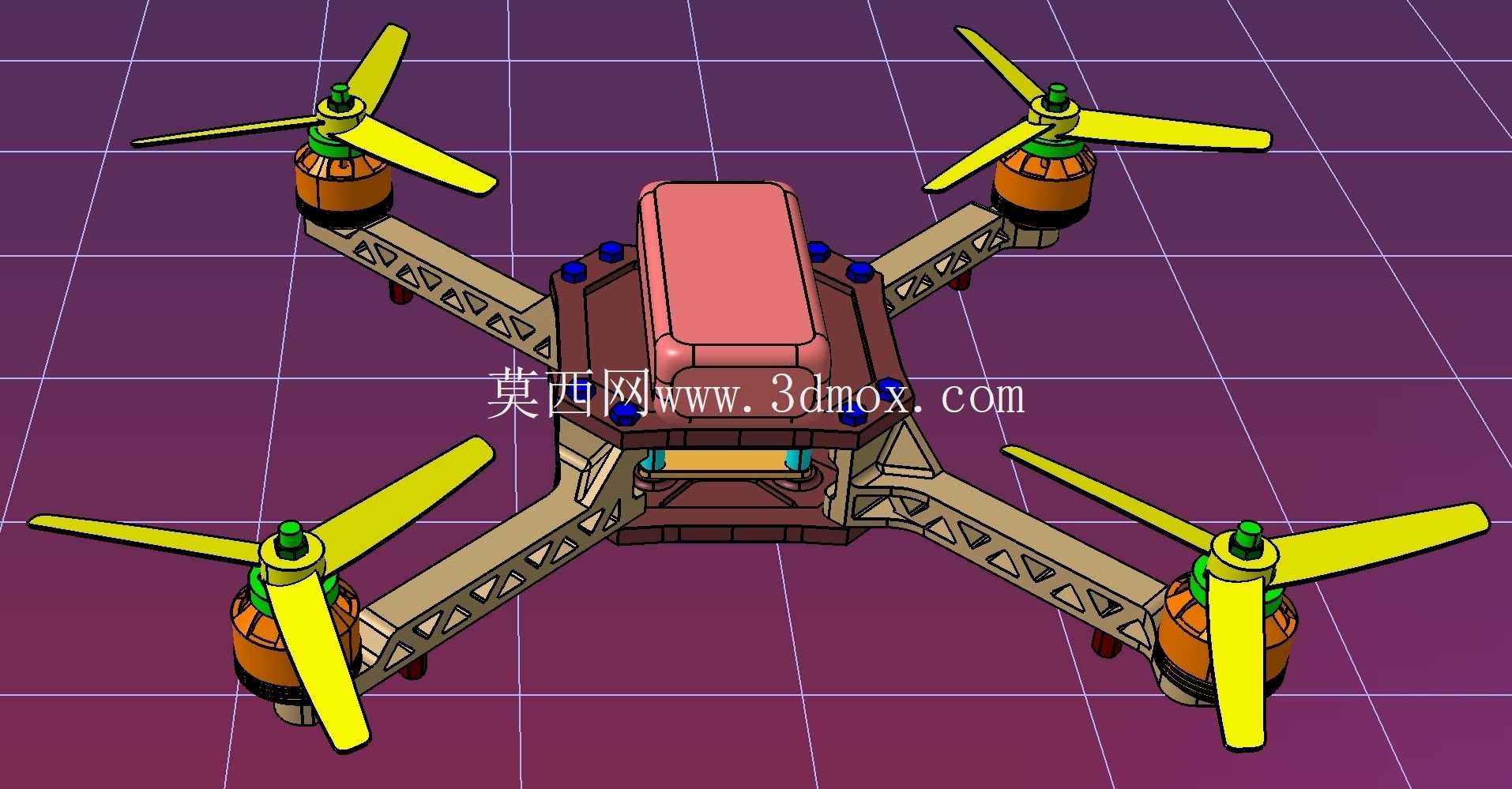简化的四旋翼飞行器装配图 – 完全使用 CATIA 建模