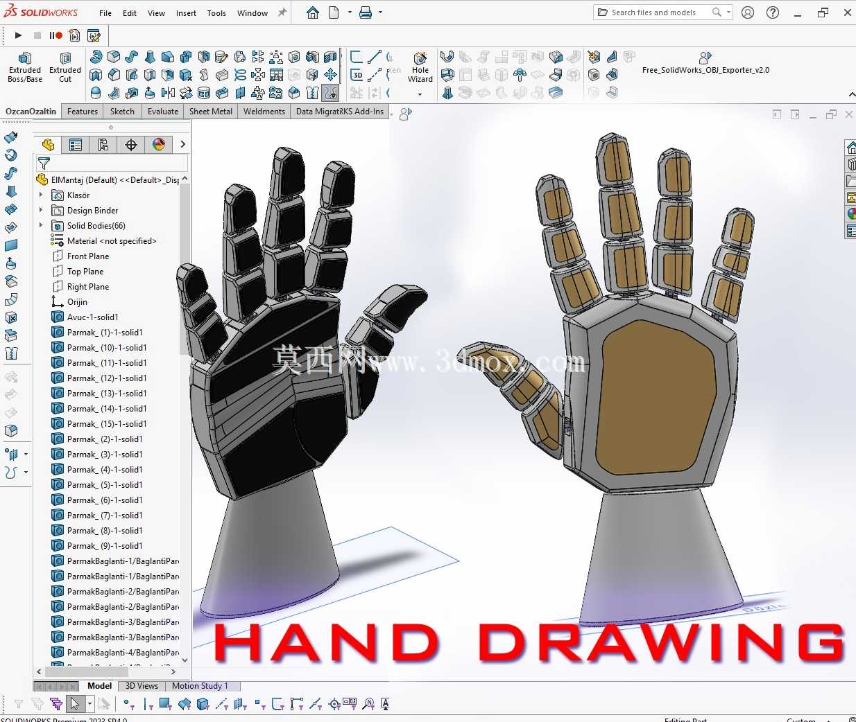 SolidWorks机器人手绘图V1,SolidWorks Robotik El ?izimi