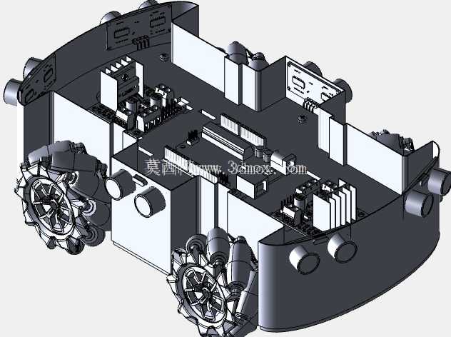 避障遥控车 – 完整 SolidWorks 装配图(Arduino、6 个超声波传感器、4 个电机)