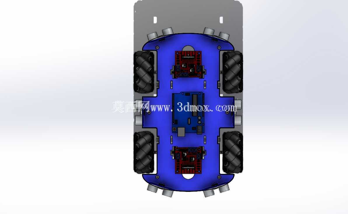 避障遥控车 – 完整 SolidWorks 装配图(Arduino、6 个超声波传感器、4 个电机)